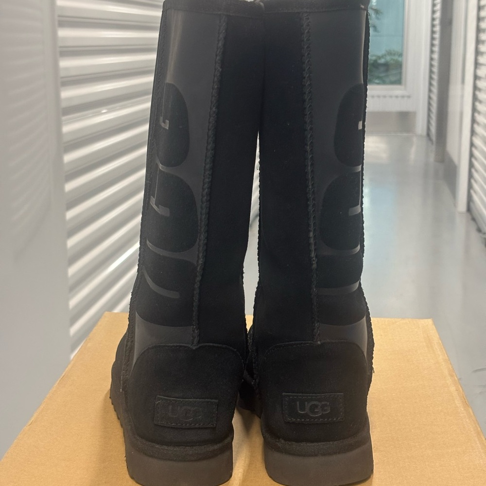 UGG Classic Tall Logo Black Rubber Boot - Picture 12 of 16